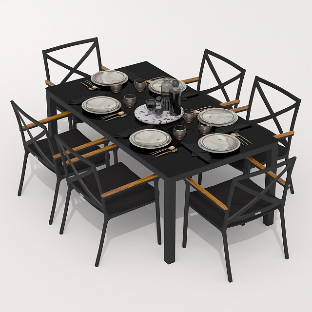 Обеденная группа Ideal Patio Cana Festa 180 Цвет: карбон, чёрный 