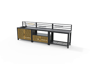 Модульная летняя кухня Brafab Bellac прямая с ручками из тика для приготовления пищи Модульная летняя кухня Brafab Bellac прямая с ручками из тика для сада