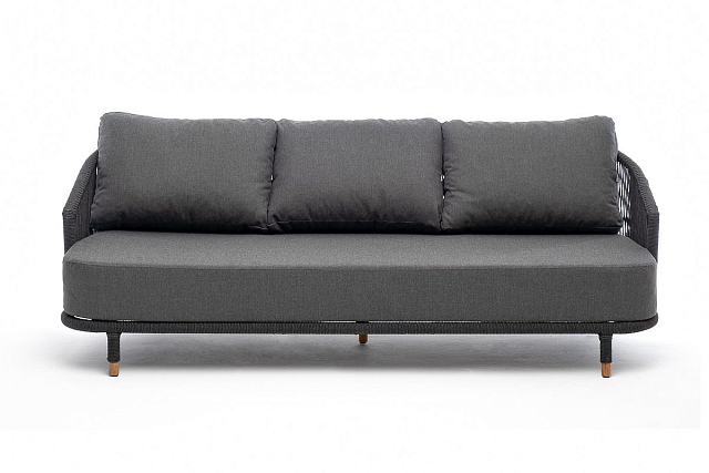 Диван 4SIS Верона 3-местный из роупа, каркас темно-серый муар, роуп темно-серый, ткань темно-серая 027 