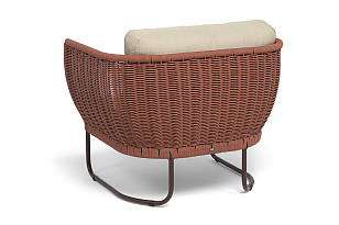 Кресло 4SIS Фиджи, каркас коричневый муар, роуп красный, ткань Mossle бежевая, садовая мебель