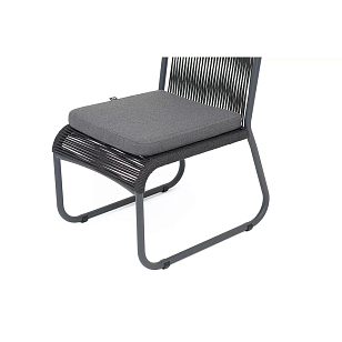 Стул из роупа 4SIS Ането, каркас темно-серый муар, роуп темно-серый, ткань темно-серая 027 для дачи Стул из роупа 4SIS Ането, каркас темно-серый муар, роуп темно-серый, ткань темно-серая 027, садовая мебель