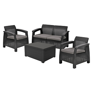 Лаунж зона Keter Corfu Box set графит, садовая мебель