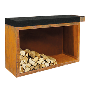 Разделочный столик с поленницей OFYR 135 с черной керамикой для сада