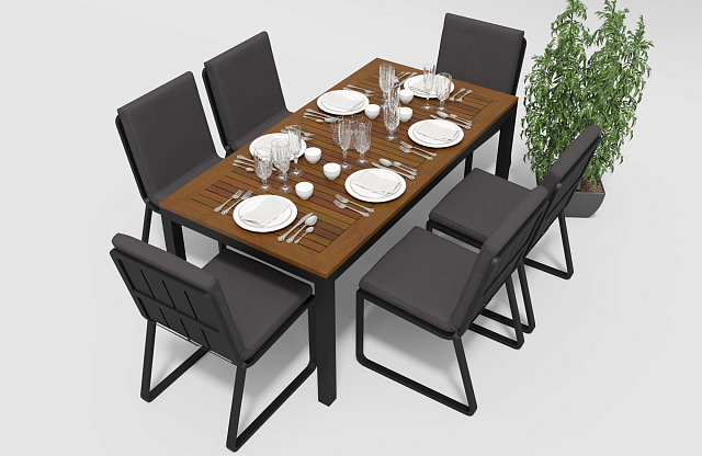 Обеденная зона Gardenini Bella Carbon Voglie 180 Цвет: Антрацит 