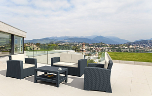 Диван плетеный с подушками Siesta Contract Monaco Lounge Цвет: антрацит, садовая мебель