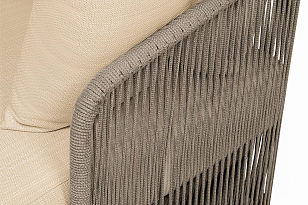 Диван 4SIS трехместный Альбано, светло-серый муар, роуп серый меланж, ткань Mossle светло-бежевая, садовая мебель