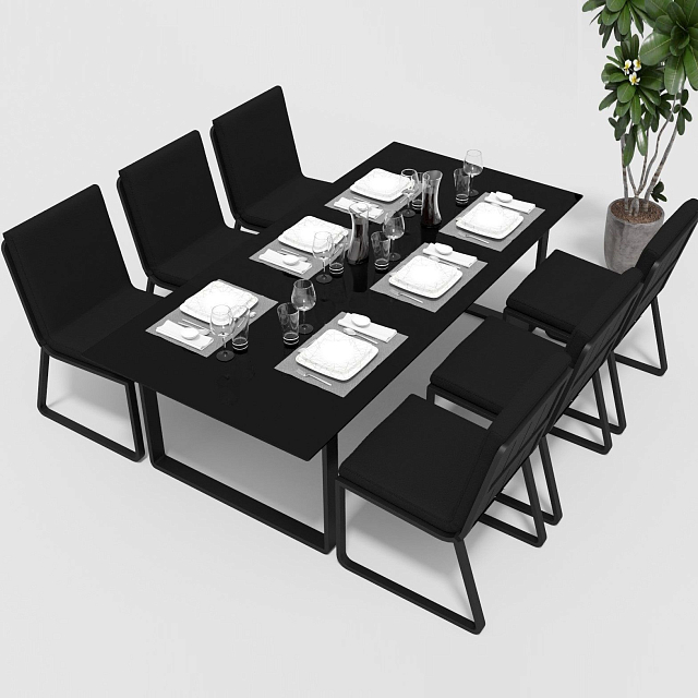 Обеденная зона Gardenini Voglie 220 Карбон / Черный со стульями Voglie 