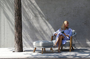 Лаунж зона (угловой диван и столики) Brafritid Avesta серый, тик/алюминий/веревка, садовая мебель