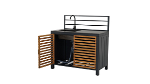 Модульная летняя кухня Brafab Bellac прямая с ручками из тика для приготовления пищи Модульная летняя кухня Brafab Bellac прямая с ручками из тика для сада