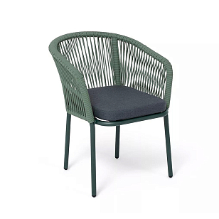 Стул 4SIS Марсель, каркас RAL6036 муар, роуп зеленый, ткань темно-серая 027 для дачи Стул 4SIS Марсель, каркас RAL6036 муар, роуп зеленый, ткань темно-серая 027, садовая мебель