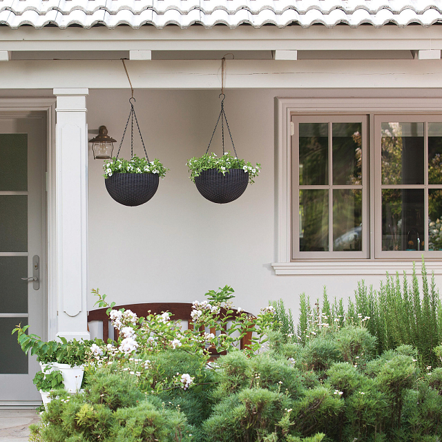 Кашпо Keter под ротанг подвесное Hanging Sphere Planter графит 