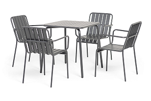 Обеденная группа на 4 персоны 4SIS Гелиос, цвет черно-белый, садовая мебель