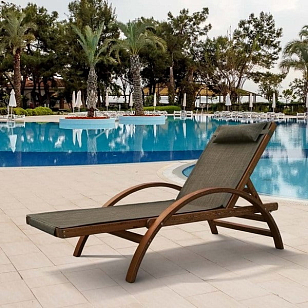 Шезлонг из дерева Lite Louise Khaki, садовая мебель