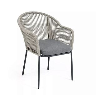 Стул 4SIS Лион из роупа Цвет: темно-серый муар, роуп серый меланж, ткань серая 017, садовая мебель