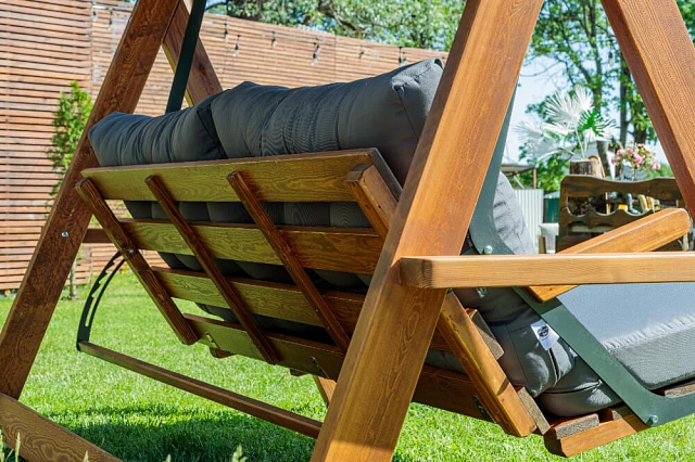 Качели трёхместные Lite Lyon с серыми подушками 