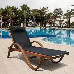Лежак из дерева Lite Monte Carlo Black, садовая мебель