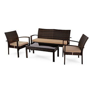 Лаунж зона Joygarden Milano темно-коричневый для дачи Лаунж зона Joygarden Milano темно-коричневый, садовая мебель