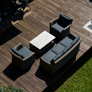 Лаунж зона Lite Venezia (3-местный диван, кофейный столик, 2 кресла) Цвет: коричневый, садовая мебель