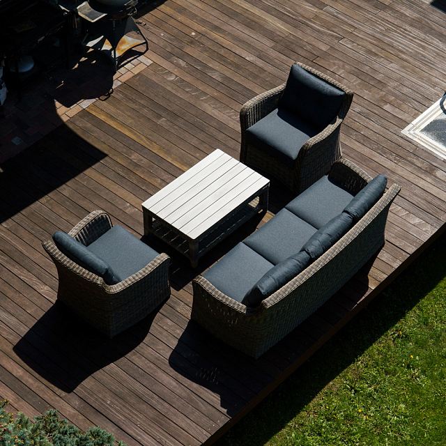 Лаунж зона Lite Venezia (3-местный диван, кофейный столик, 2 кресла) Цвет: коричневый 