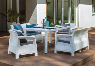 Диван Keter Corfu love seat белый, садовая мебель