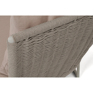 Диван 4SIS Фиджи 3-местный, каркас светло-серый муар, роуп серый меланж, ткань Mossle бежевая, садовая мебель