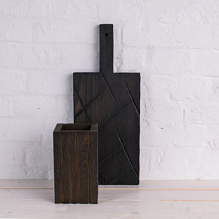 Набор "Хлеб" разделочная доска + ваза Цвет: тёмный, товары для загородного дома