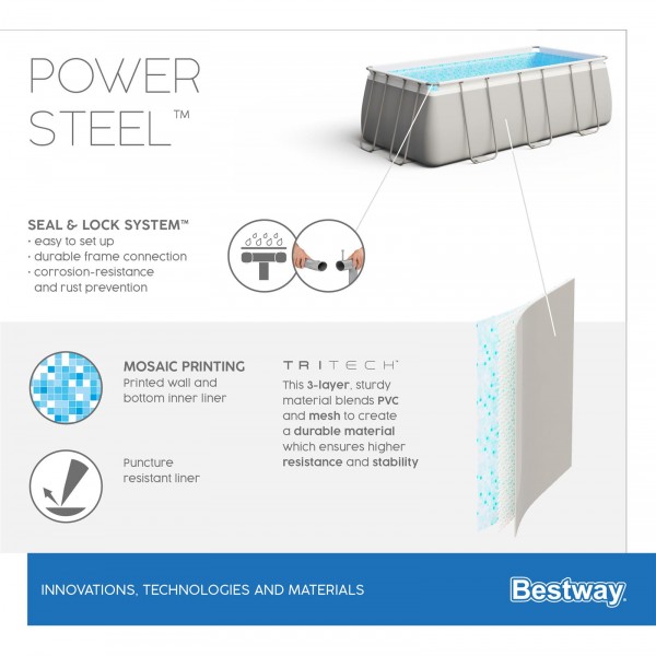 Бассейн каркасный Bestway Power Steel 488 х 244 х 122 (фильтр-насос) для серфинга