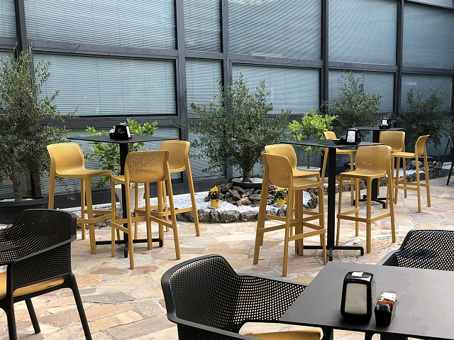 Стул барный Nardi Net Stool Цвет: горчичный 
