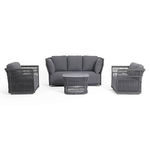 Лаунж-зона 4SIS Лугано 5-местная, каркас темно-серый, роуп темно-серый, садовая мебель