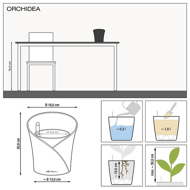 Кашпо с автополивом Lechuza Orchidea Цвет: бежевый 