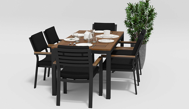 Обеденная зона Gardenini Bella Carbon 180 Цвет: Чёрный 