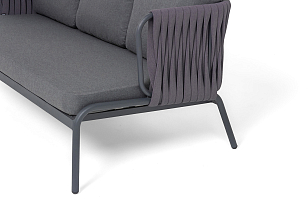 Кресло из роупа 4SIS Ронда, каркас темно-серый (RAL7024) муар, роуп серый 40 мм tex, ткань темно-серая 027, садовая мебель