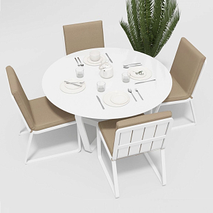 Обеденная зона Gardenini Primavera Белый / Бежевый с стульями Voglie, садовая мебель