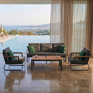 Лаунж зона ЭСТИВО T с трехместным диваном - маренго, садовая мебель