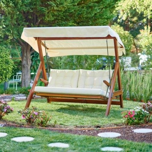 Качели двухместные Lite Paris с бежевыми подушками 