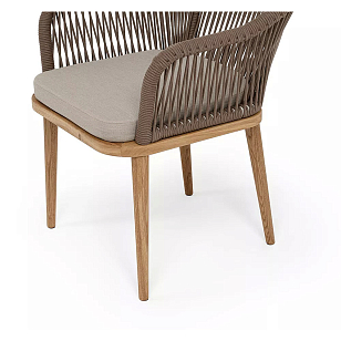 Стул 4SIS Лион, основание дуб, роуп коричневый, ткань бежевая 15052 для дачи Стул 4SIS Лион, основание дуб, роуп коричневый, ткань бежевая 15052, садовая мебель