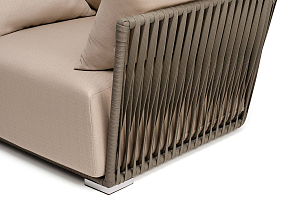 Кресло 4SIS Форли, светло-серый муар, роуп серо-коричневый, ткань Mossle бежевая, садовая мебель