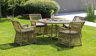 Обеденная группа 4SIS Доппио, цвет соломенный для дачи Обеденная группа 4SIS Доппио, цвет соломенный, садовая мебель