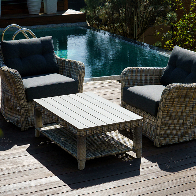 Лаунж зона Lite Venezia (кофейный столик, 2 кресла) Цвет: серый 