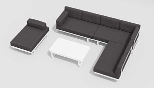 Лаунж зона Gardenini Hacienda Белый / Антрацит для дачи Лаунж зона Gardenini Hacienda Белый / Антрацит, садовая мебель