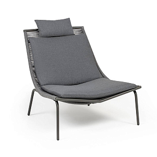Кресло 4SIS Авиньон, каркас серый муар, роуп серый, ткань темно-серая, садовая мебель