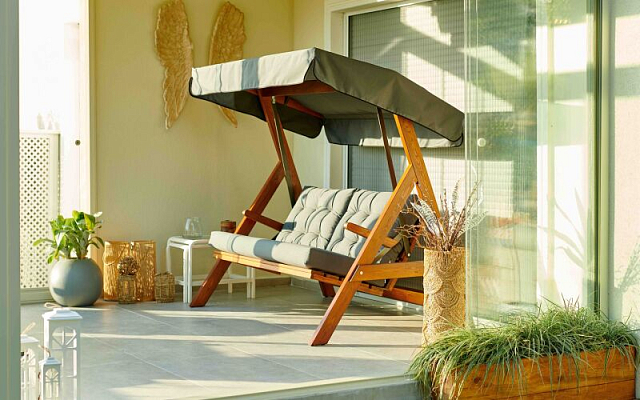 Качели двухместные Lite Paris с серыми подушками 