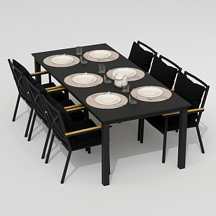 Обеденная группа Ideal Patio Dolla Festa Plus 220 Цвет: карбон, чёрный, садовая мебель