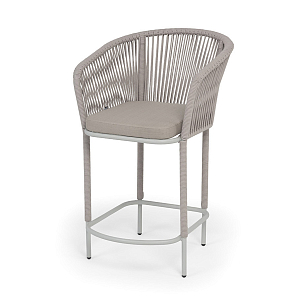 Стул барный 4SIS Марсель, каркас светло-серый, роуп бежевый, ткань Mossle бежевая, садовая мебель