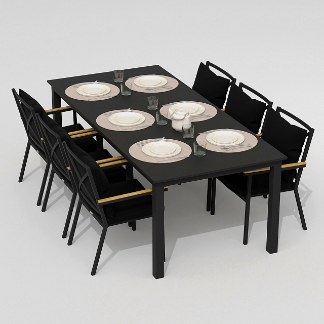 Обеденная группа Ideal Patio Dolla Festa Plus 220 Цвет: карбон, чёрный 