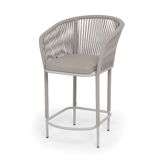 Стул барный 4SIS Марсель, каркас светло-серый, роуп бежевый, ткань Mossle бежевая 