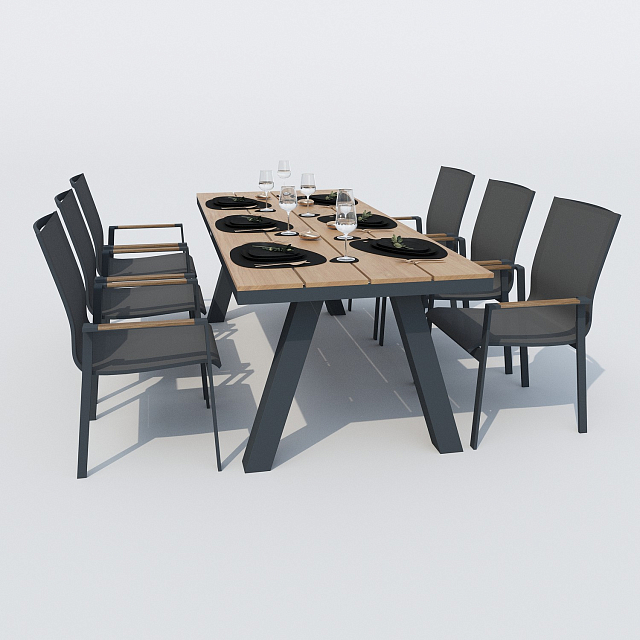 Обеденная группа Ideal Patio Mirra Sola 220 Цвет: карбон, серый 