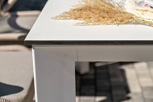 Обеденная группа 4SIS Венето 6-местная со стульями Милан, каркас белый, роуп бежевый для дачи Обеденная группа 4SIS Венето 6-местная со стульями Милан, каркас белый, роуп бежевый, садовая мебель