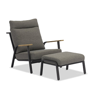 Комплект из кресла и пуфа Brafritid Malmo антрацит, серый, садовая мебель