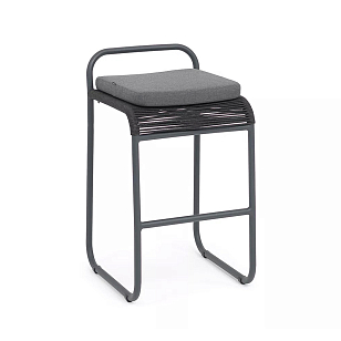 Стул барный из роупа 4SIS Ането, каркас темно-серый муар, роуп темно-серый, ткань темно-серая 027 для дачи Стул барный из роупа 4SIS Ането, каркас темно-серый муар, роуп темно-серый, ткань темно-серая 027, садовая мебель